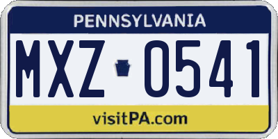 PA license plate MXZ0541