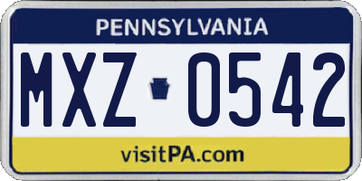 PA license plate MXZ0542