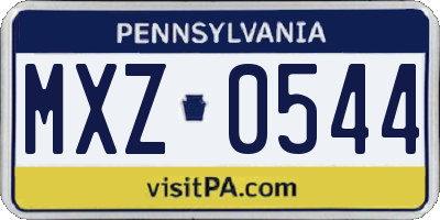 PA license plate MXZ0544