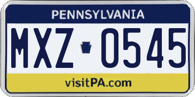 PA license plate MXZ0545