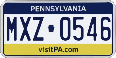 PA license plate MXZ0546