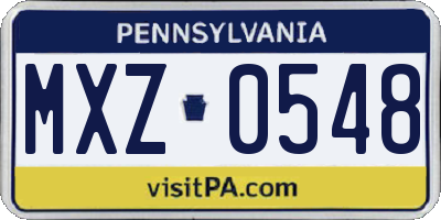 PA license plate MXZ0548