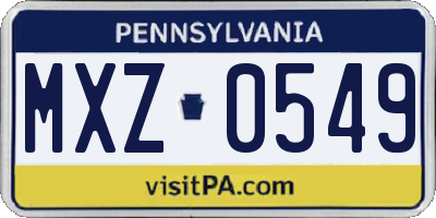 PA license plate MXZ0549