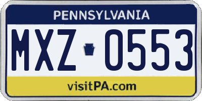 PA license plate MXZ0553