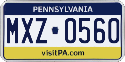 PA license plate MXZ0560