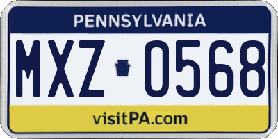 PA license plate MXZ0568