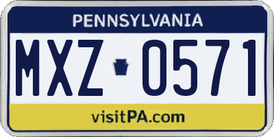 PA license plate MXZ0571