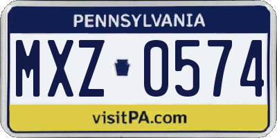PA license plate MXZ0574