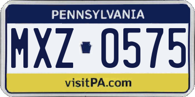 PA license plate MXZ0575
