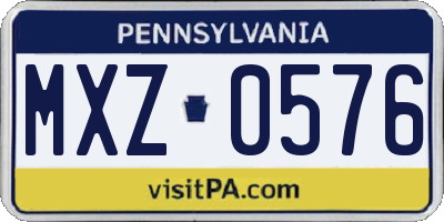 PA license plate MXZ0576