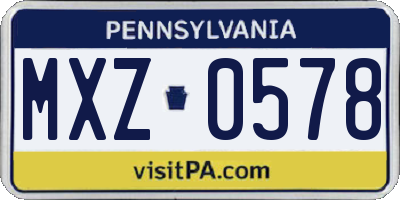 PA license plate MXZ0578