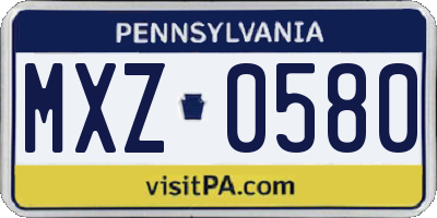 PA license plate MXZ0580