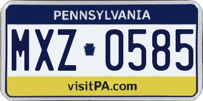 PA license plate MXZ0585