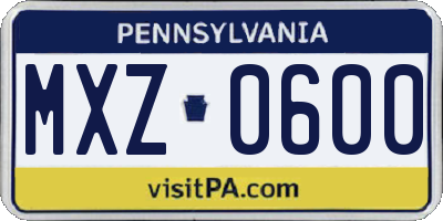 PA license plate MXZ0600