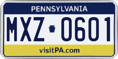 PA license plate MXZ0601