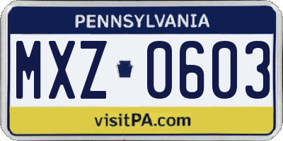 PA license plate MXZ0603