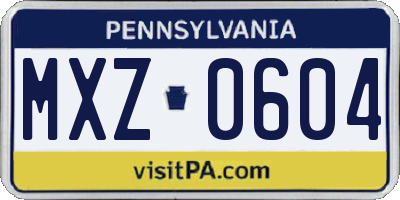PA license plate MXZ0604