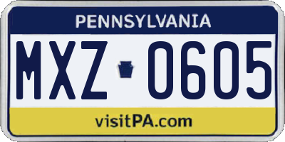 PA license plate MXZ0605