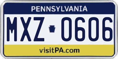 PA license plate MXZ0606