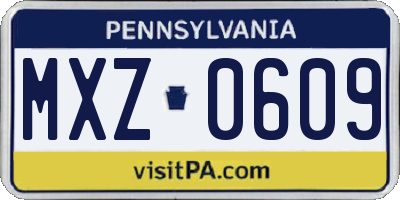 PA license plate MXZ0609