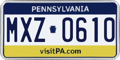PA license plate MXZ0610
