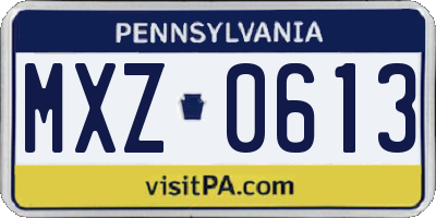 PA license plate MXZ0613