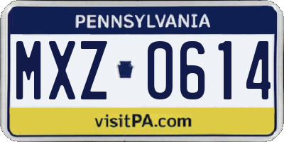 PA license plate MXZ0614