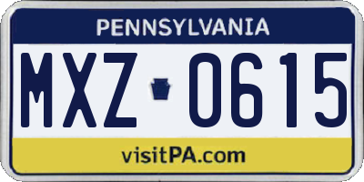 PA license plate MXZ0615