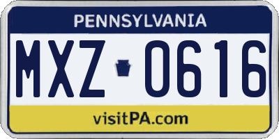 PA license plate MXZ0616