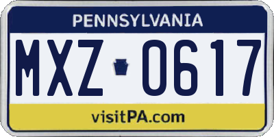 PA license plate MXZ0617