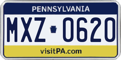 PA license plate MXZ0620