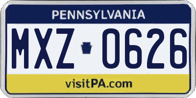 PA license plate MXZ0626