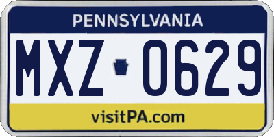 PA license plate MXZ0629