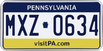 PA license plate MXZ0634