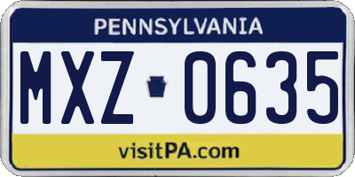 PA license plate MXZ0635