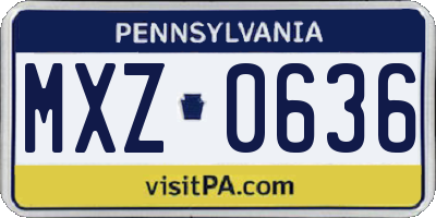 PA license plate MXZ0636