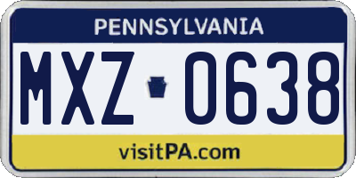 PA license plate MXZ0638