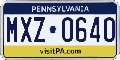 PA license plate MXZ0640