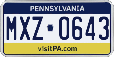 PA license plate MXZ0643