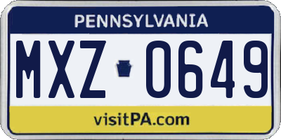 PA license plate MXZ0649
