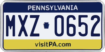 PA license plate MXZ0652