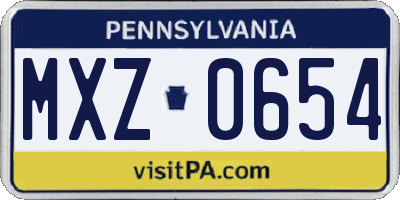 PA license plate MXZ0654