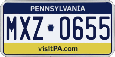 PA license plate MXZ0655