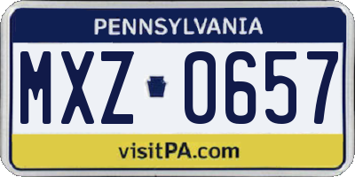 PA license plate MXZ0657