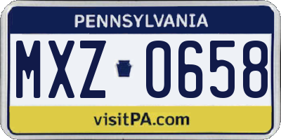 PA license plate MXZ0658