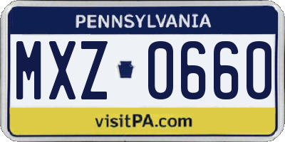 PA license plate MXZ0660