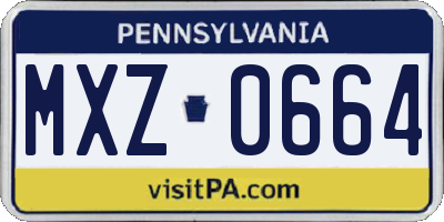 PA license plate MXZ0664
