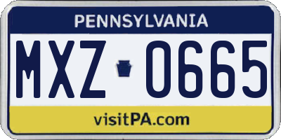 PA license plate MXZ0665