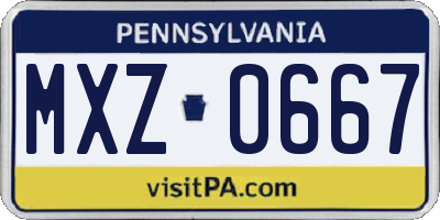 PA license plate MXZ0667