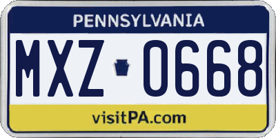 PA license plate MXZ0668